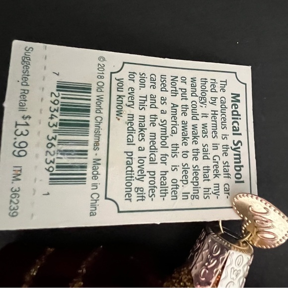 Medical Symbol Glass Christmas Ornament - Picture 4 of 7